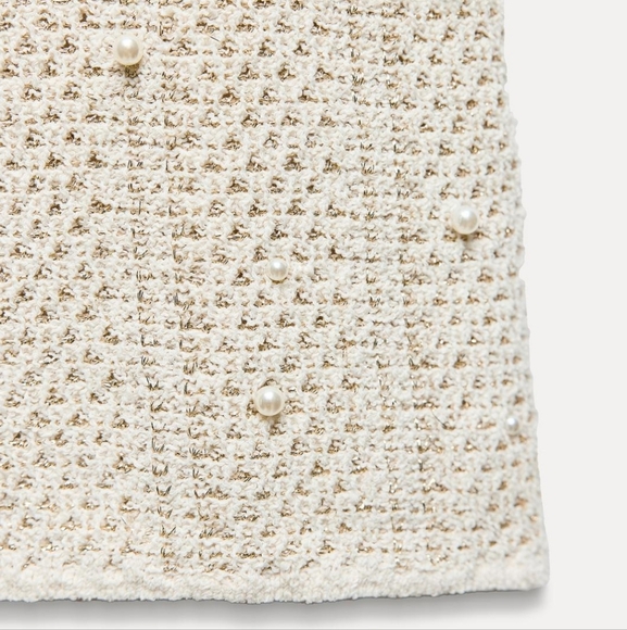 ZARA PEARL KNIT MINI DRESS SIZE M - Picture 8 of 14